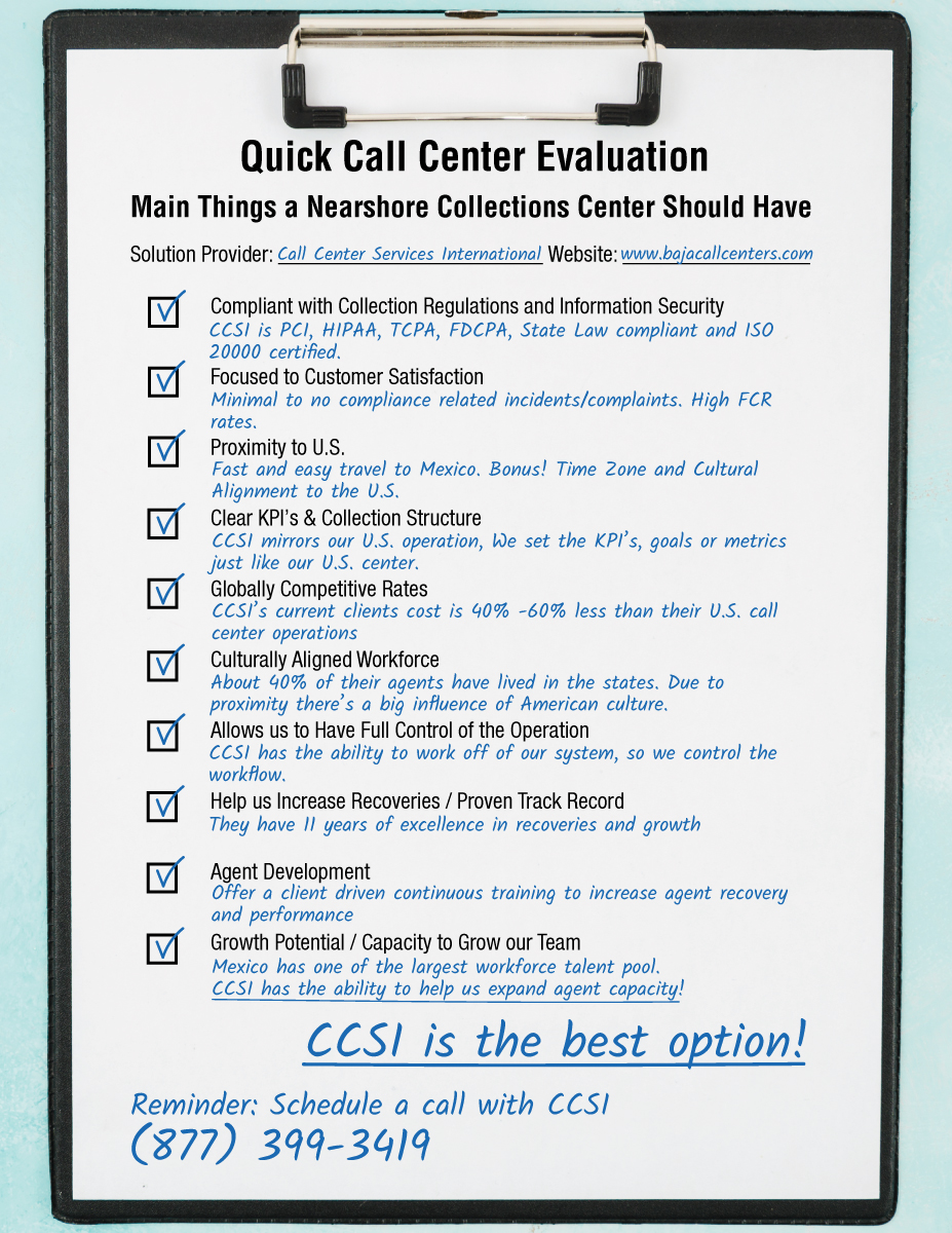 Nearshore Debt Collection Evaluation